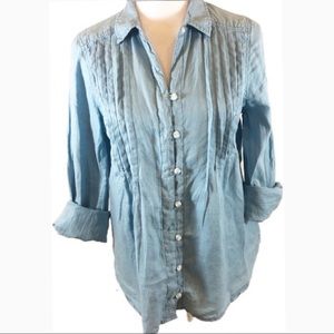 Free People Long Sleeve Button Down Linen Blouse